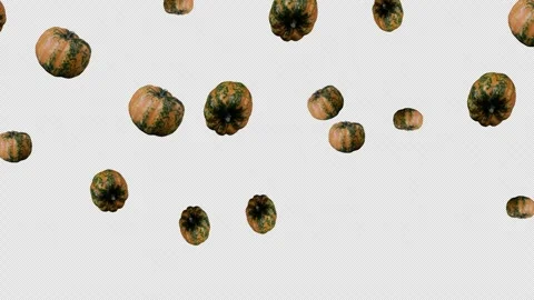 Falling and rotating pumpkins on transparent background Vidéo 319066249