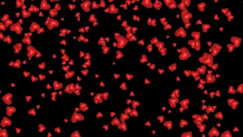 Falling and rotating red hearts. Stock Footage 71821290