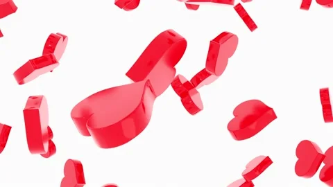 Falling and rotating red hearts animation Stock Footage 145800117