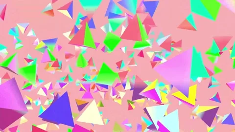 Falling and Spinning Colorful Geometric Particles Loop Stock Footage 342076743