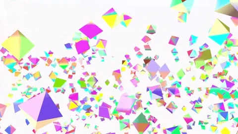 Falling and Spinning Colorful Geometric Particles Loop Stock Footage 342076751