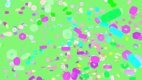 Falling and Spinning Colorful Geometric Particles Loop Stock Footage 342076752
