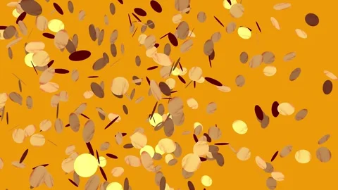 Falling and Spinning Golden 3D Circles Loop Stock Footage 341489359