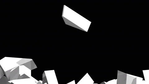 Falling apart violently destroyed white wall clip Stock Footage 150180262