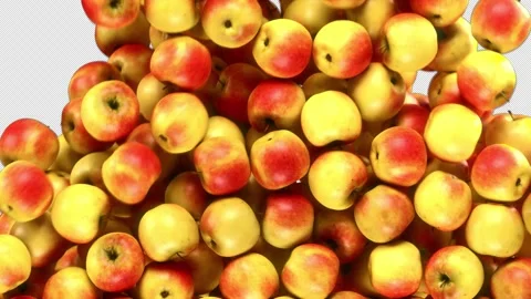 Falling Apples Transition effect with alpha channel. 3D rendering Stock Footage 142920507