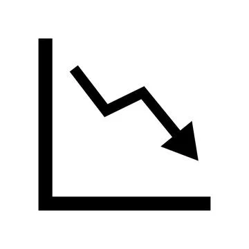 Falling arrow. Chart icon. Vector. Stock Illustration