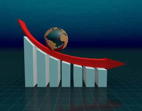 Falling arrow with earth, global economic bankruptcy Stock Illustration
