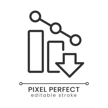 Falling arrow pixel perfect linear icon Stock Illustration