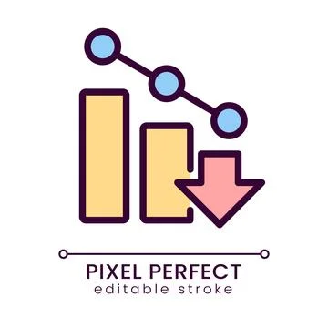 Falling arrow pixel perfect RGB color icon Stockillustratie