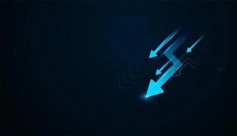 A Falling arrows cuts through the dark, illustrating bold leadership and am.. Stock Illustration