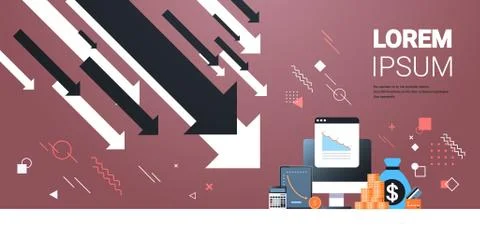 Falling arrows decrease economy stretching rising drop financial crisis failu Stock Illustration