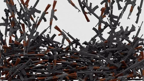 Falling assault rifle – 3d render with alpha channel. Видео 330110422