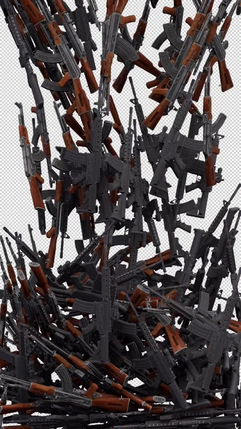 Falling assault rifle – 3d render with alpha channel. 库存影片 330110427