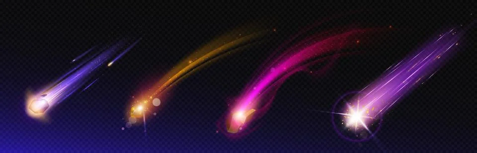 Falling asteroid with fire trail in outer space. Stock Illustration