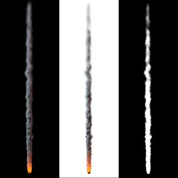 Falling asteroid with fume tail isolated 3d rendering Stock Illustration