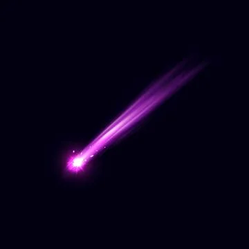 Falling asteroid or comet with fire tail, realistic vector meteorite in space Illustrazione stock