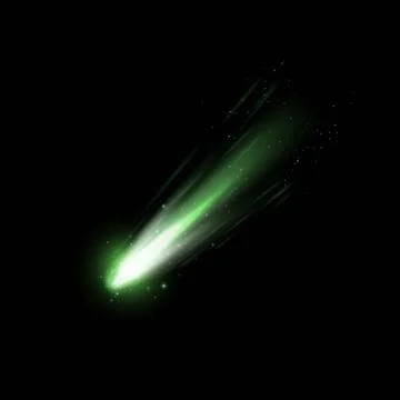 Falling asteroid or comet with fire tail. Realistic 3D vector illustration of Stock Illustration