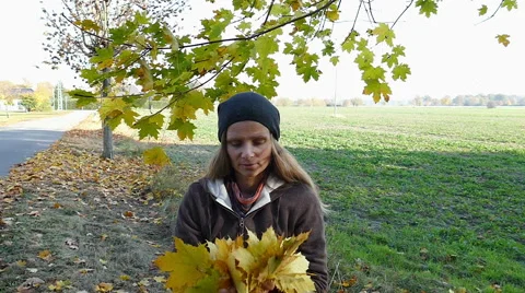 Falling autumn leaves Stock Footage 56590744