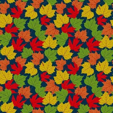 Falling autumn leaves seamless pattern. Vector illustration background Illustrazione stock