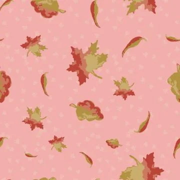 Falling autumn leaves seamless vector pattern Stock Illustration