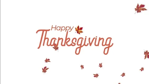 Falling autumn maple leaves with word Happy Thanksgiving Stock Footage 346086210