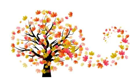 Falling autumn trees Stock Illustration