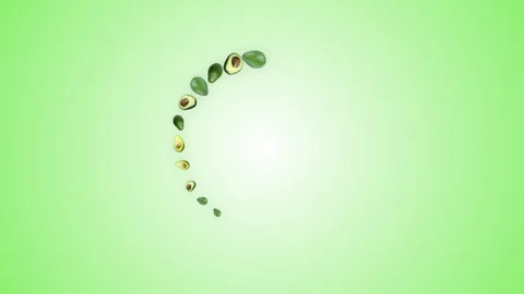 Falling AVOCADOS Animation, Rendering, Background, Loop Vídeo Stock 125250966
