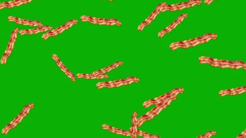Falling Bacons motion graphics with green screen background Video stock 328488197