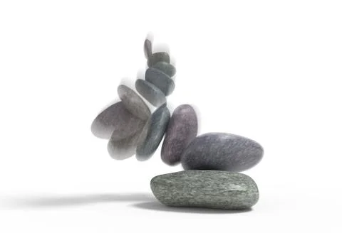Falling balanced stones set 3d illustration Stock Illustration