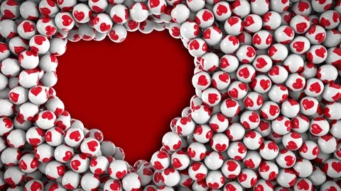 Falling balls forming a heart, 3D animation with alpha channel Stock-Footage 118366775