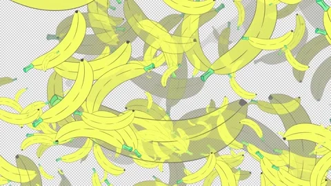 Falling bananas on an empty background. Stock Footage 148153381
