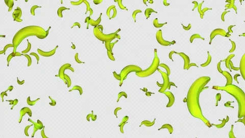 Falling Bananas Fruit Animation Background on Alpha Channel, Loop Stock Footage 299578458