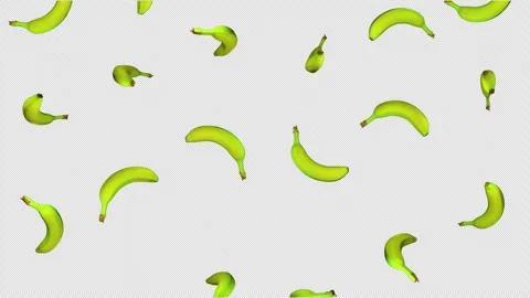 Falling Bananas Fruit Animation Background on Alpha Channel, Loop 库存影片 299704902