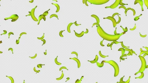 Falling Bananas Fruit Animation Background on Alpha Channel, Loop 库存影片 299712090