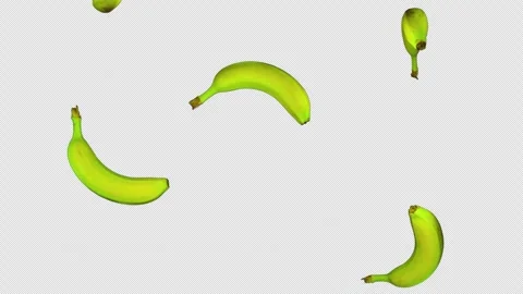 Falling Bananas Fruit Animation Background on Alpha Channel, Loop 库存影片 300957583