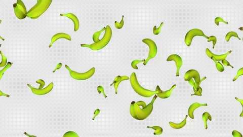 Falling Bananas Fruit Animation Background on Alpha Channel, Loop 库存影片 303477594