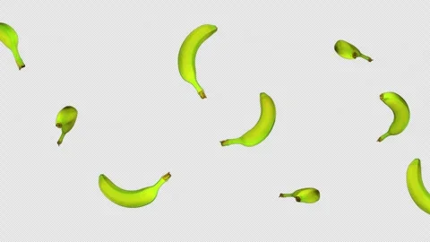 Falling Bananas Fruit Animation Background on Alpha Channel, Loop 库存影片 304917787