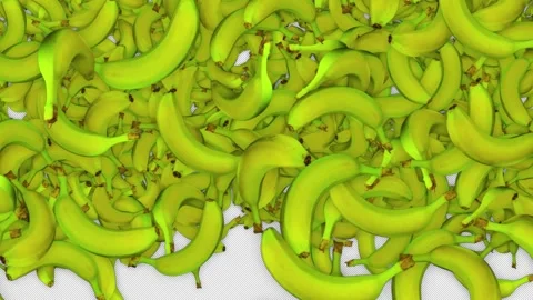 Falling Bananas Fruit Animation Transition on Alpha Channel, Loop Video stock 299682783