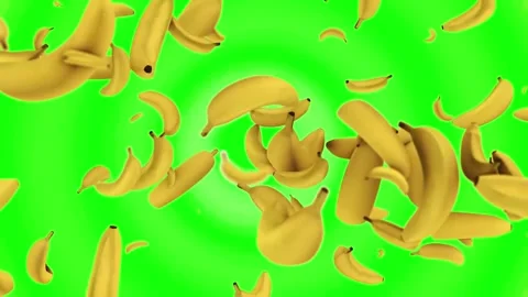 Falling bananas on green screen background loop Video stock 340995100