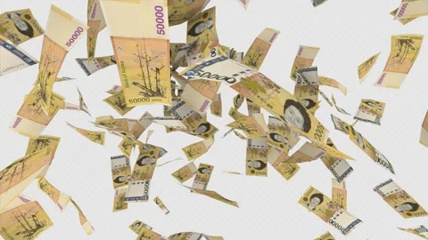 Falling banknotes South Korean Won currency on Green Chroma Key 4K Stock Footage 270326599