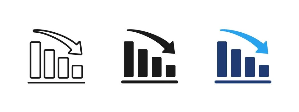 Falling bar chart icon showing business decline and negative trend. Analyti.. Stock Illustration