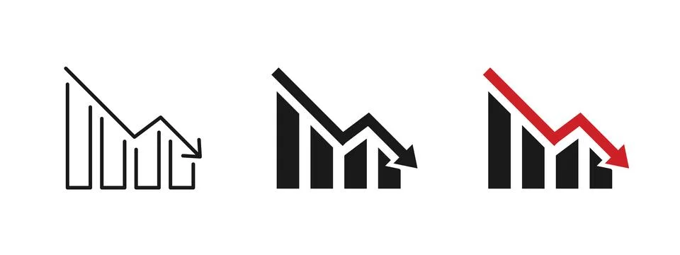 Falling bar chart icon showing business decline and negative trend. Analyti.. Stock Illustration