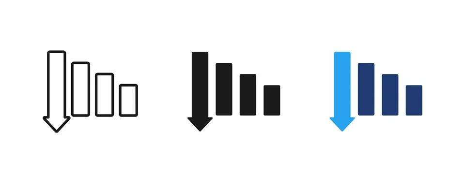 Falling bar chart icon showing business decline and negative trend. Analyti.. Stock Illustration