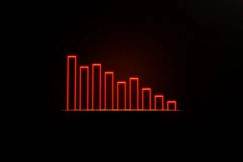 Falling bar chart, negative growth. Bar graph moving down. Negative bar ch... Stock Photos