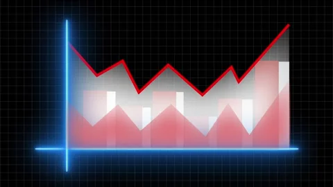 Falling bar graph shows a sharp downward trend line. The falling bar graph .. Stock Footage 337620281