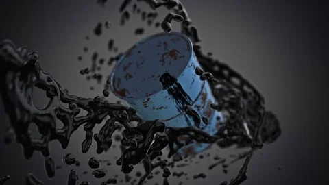 Falling Barrel Covered in Oil Stock Footage 72697181