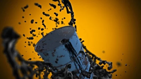 Falling Barrel with Overflowing Oil Video stock 72682884
