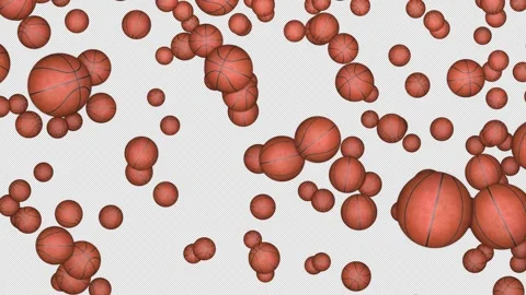 Falling Basket Balls Animation Background, on Alpha Channel, Loop Stock Footage 278064290