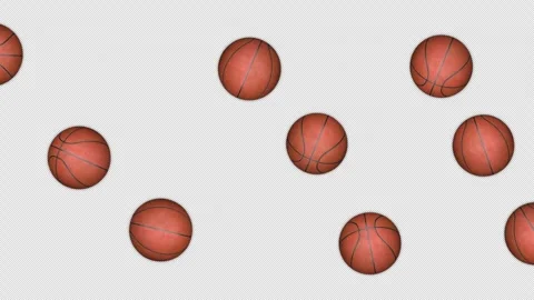 Falling Basket Balls Animation Background, on Alpha Channel, Loop Stock Footage 281604458