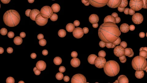 Falling Basket Balls Animation Background, with Alpha Matte, Loop Video stock 299340940